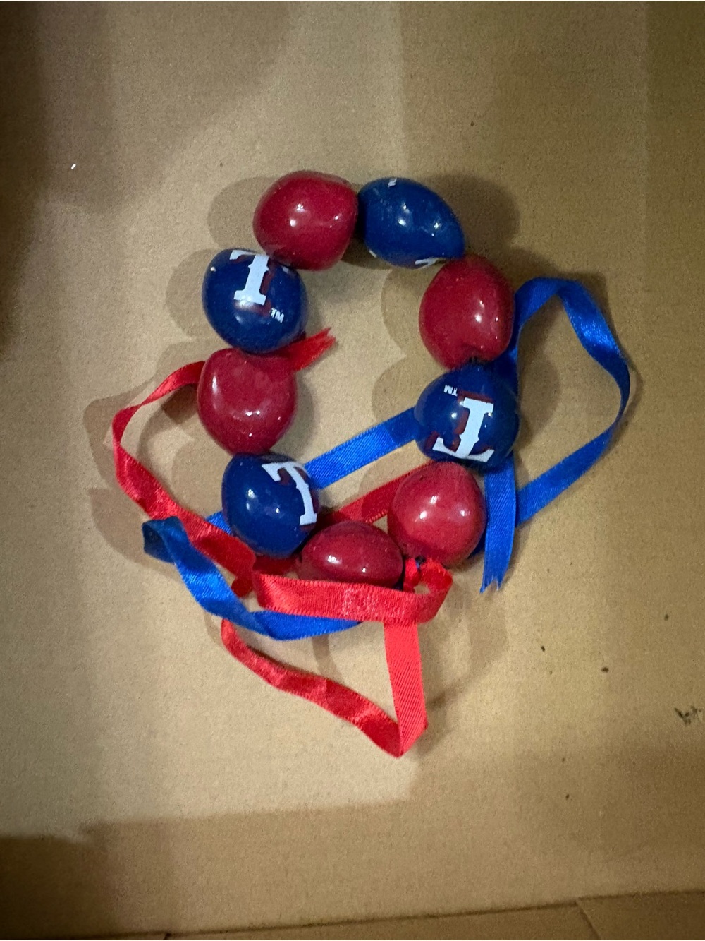 Red & Blue Beaded Ribbon Bracelet - Team Spirit Style